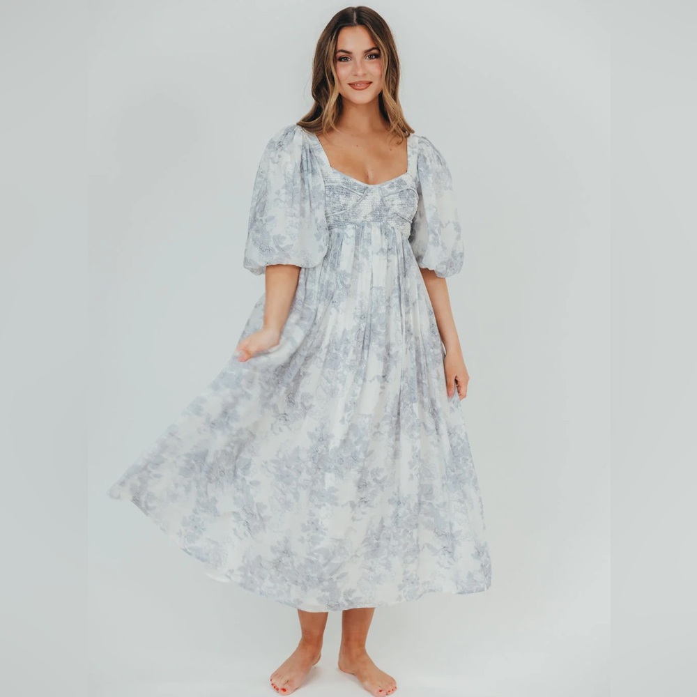 Worth Collective Harlow Maxi Dress in Light Blue Floral